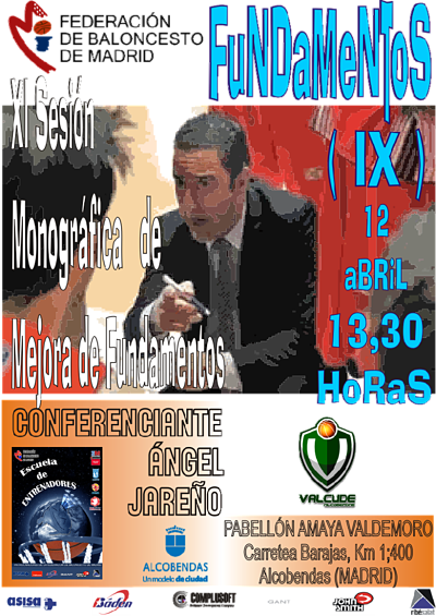 Cartel de baloncesto de la Charla en Alcobendas 2015 que impartió Ángel González Jareño