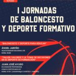 Cartel vertical de las I Jornadas de baloncesto en Santander